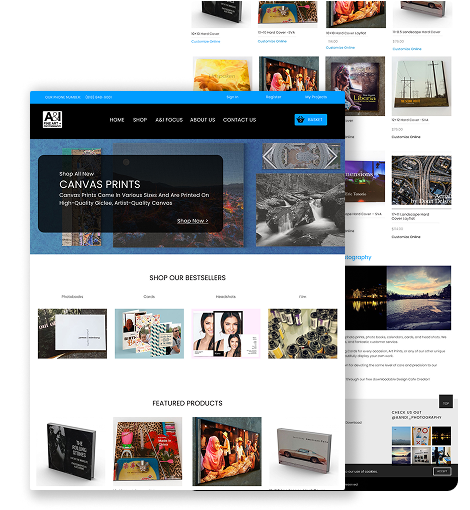 A&I Photography website preview with online print ordering and design flow
