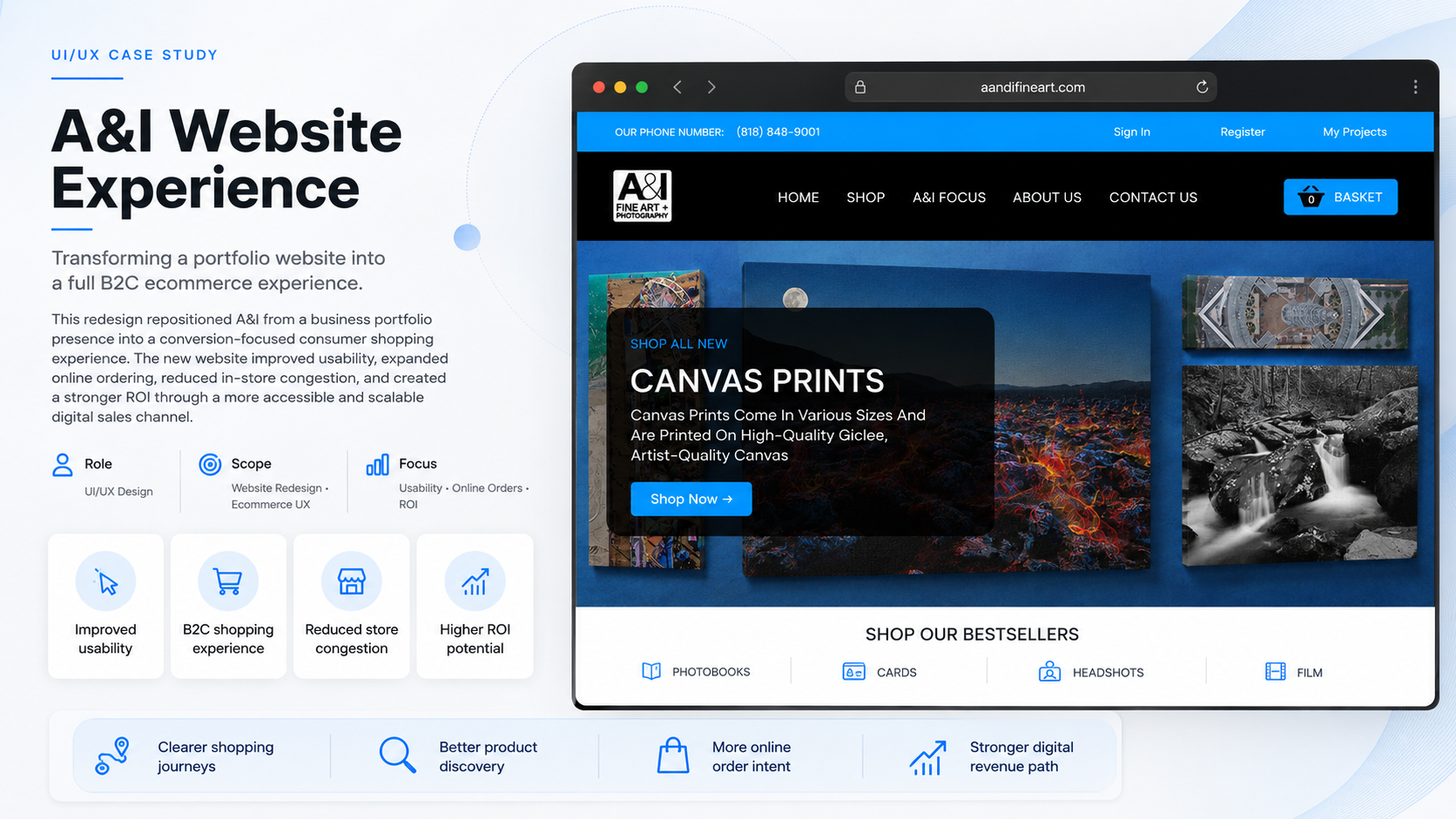 A&I Photography website preview with online print ordering and design flow