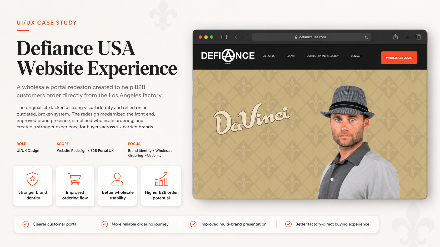 Defiance USA website redesign and wholesale portal preview