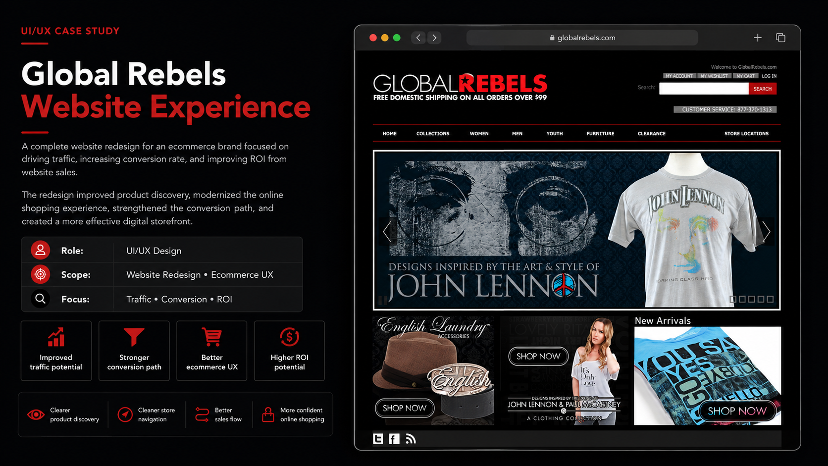 Global Rebels ecommerce website redesign preview